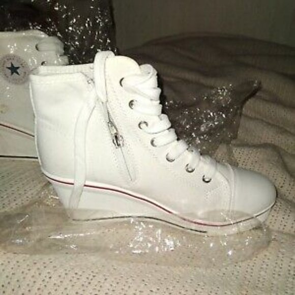 White wedge sneakers 8.5 - Picture 2 of 2